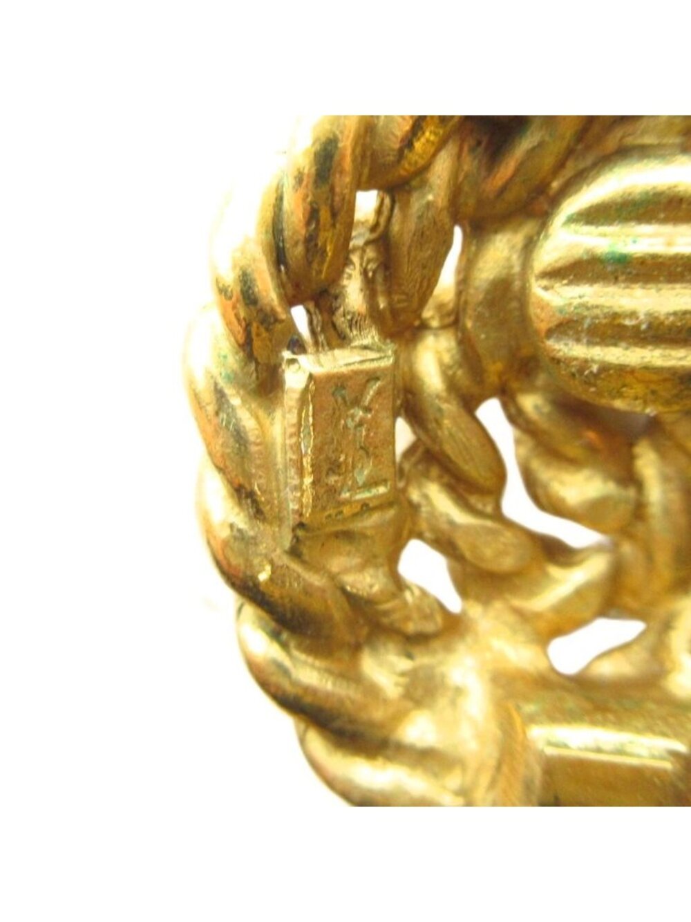 Saint Laurent Yves YSL Vintage Earrings Clip on Gold - Picture 4 of 4